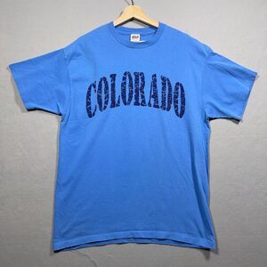 VTG Shirt Men Size XL Bue COLORADO Crew Neck Single‎ Stitch MADE IN USA